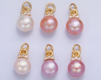 à breloques rondes en or 14 carats blanc, rose, violet avec pendentif en forme de micro-onde zircone pavée | P1920