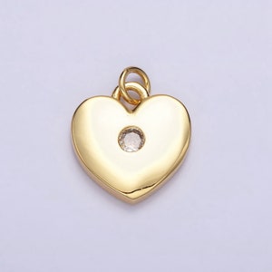 16K Gold Filled 19mm Mini Clear CZ Heart Add-On Charm | AC1169