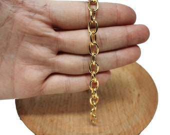 14K Gold Filled Cable Chain by Yard, Gold Filled Cable Chain, Wholesale bulk Roll Chain for Jewelry Making, Width is 7mm, 99