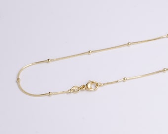 14K Gold Filled 2mm Satellite 0.7mm Dainty Omega Snake 19.5 Inch Chain Necklace | WA-1911