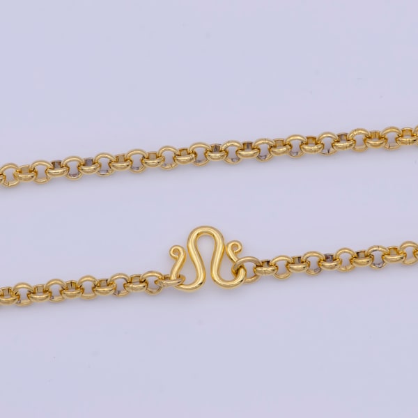 3.1mm Thick Gold Rolo Chain Necklace, 24K Gold Plated 19.0" Rolo Link Ready to Wear Necklace | WA-1126