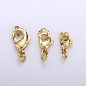 Wholesale Lobster Clasp Gold Lobster Claw with Jump Ring for Jewelry Making, 3 Different size and Quantities, SUPP-1065 - 1073