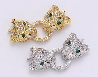 1x Leopard Charms Bracelet Connector Gold Silver Link Connector Animal Jewelry Supplies Component for Bracelet Component | F-446, F-447