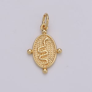 1pc 24k Gold Snake Pendant Charm, Dainty Oval Pendant Charm, Pendant Silver Serpent Charm For DIY Jewelry Chinese New Year