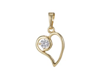 1 st 14k gouden micro Pave CZ hart hanger bedel, micro Pave CZ hanger bedel, hanger, voor doe-het-sieraden