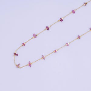 24K Gold Filled Pink Tourmaline Crystal Gemstone Link Unfinished Chain by Yard | Roll-1660