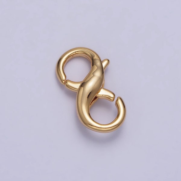 Dainty Gold Double Opening Infinity Figure 8 clasp for Jewelry Making Easy Connectors, Spring Hook Lobster Clasp End Clasps Z091