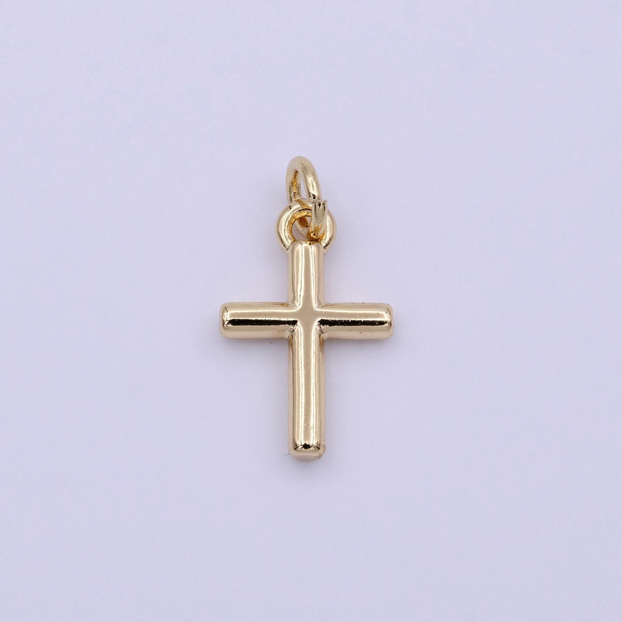 Mini 18k gold filled cross charm, dainty minimalist cross pendant, diy fashion jewelry making supply for necklace bracelet earring | ac-1140