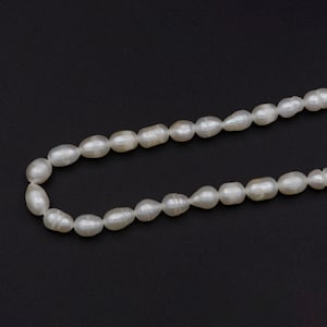 Aaa+ 4.9-5.4mm dainty white rice pearls, full strand, oval loose pearl beads, diy pearl, genuine pearl beads wa-574