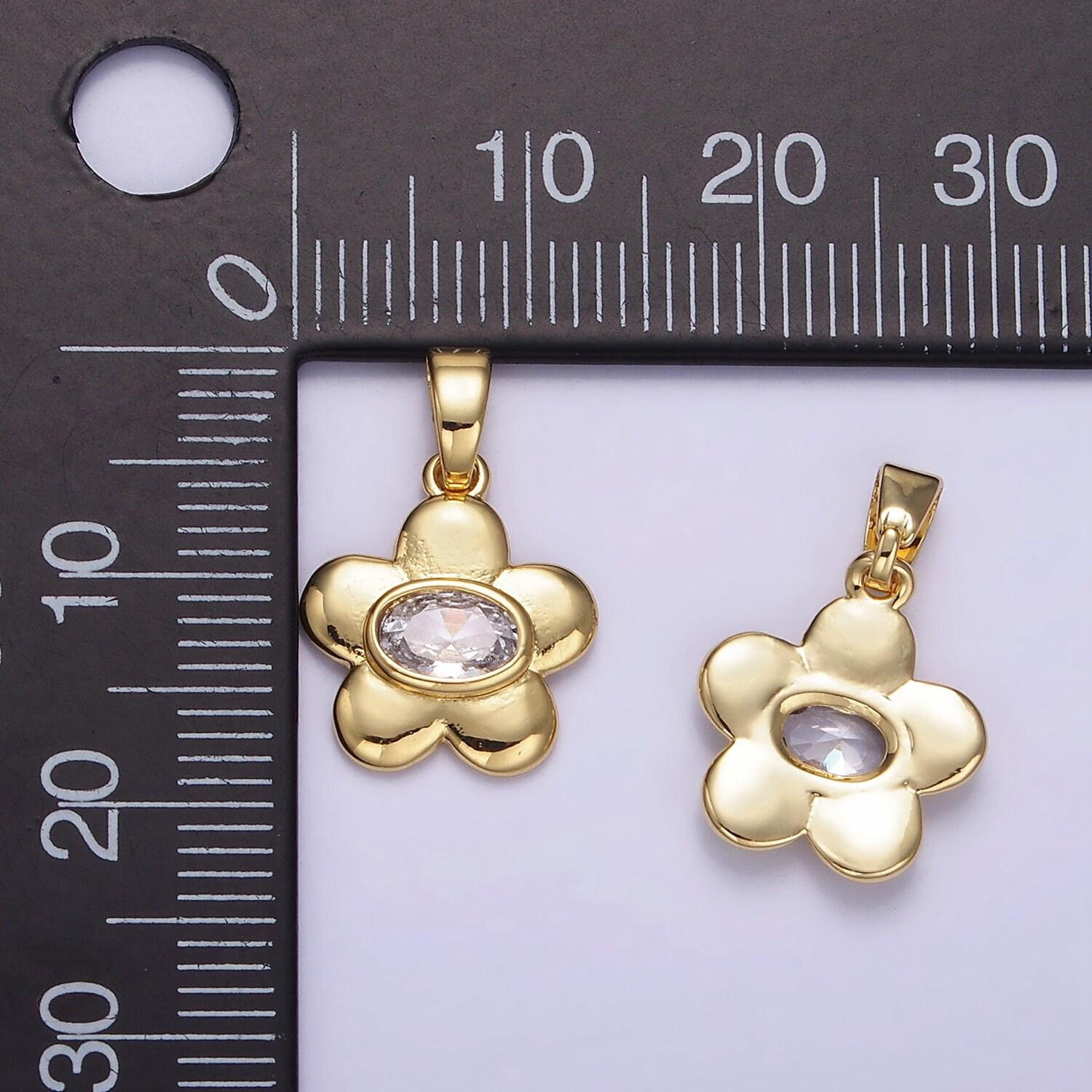 18k Gold Filled Oval Cz Chubby Daisy Flower Petal | Ah-148 - Etsy