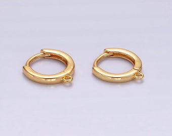 16K Gold Filled 10.5mm Cartilage Huggie Open Loop Minimalist Earrings Findings Supply | Z566