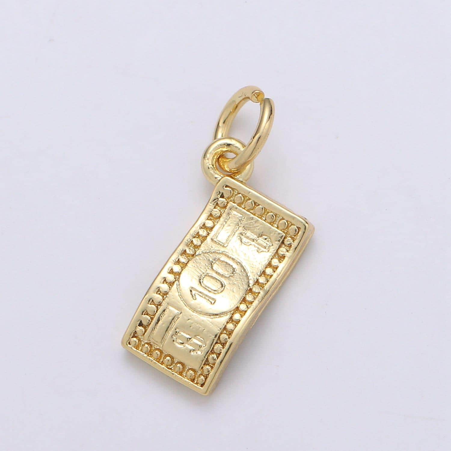 1x 100 dollar bill money charm 24k gold charm fortune pendant charm, good luck charm, happiness for diy jewelry,gold color, chgf-2030