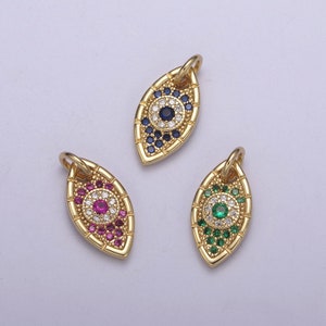 Gold Evil Eye Charm, Gold Eye Charm With Cubic Zirconia, Protecting Eye Charm, Dainty Eye Charm, Protecting Jewelry N-328 / N-329 / N-330
