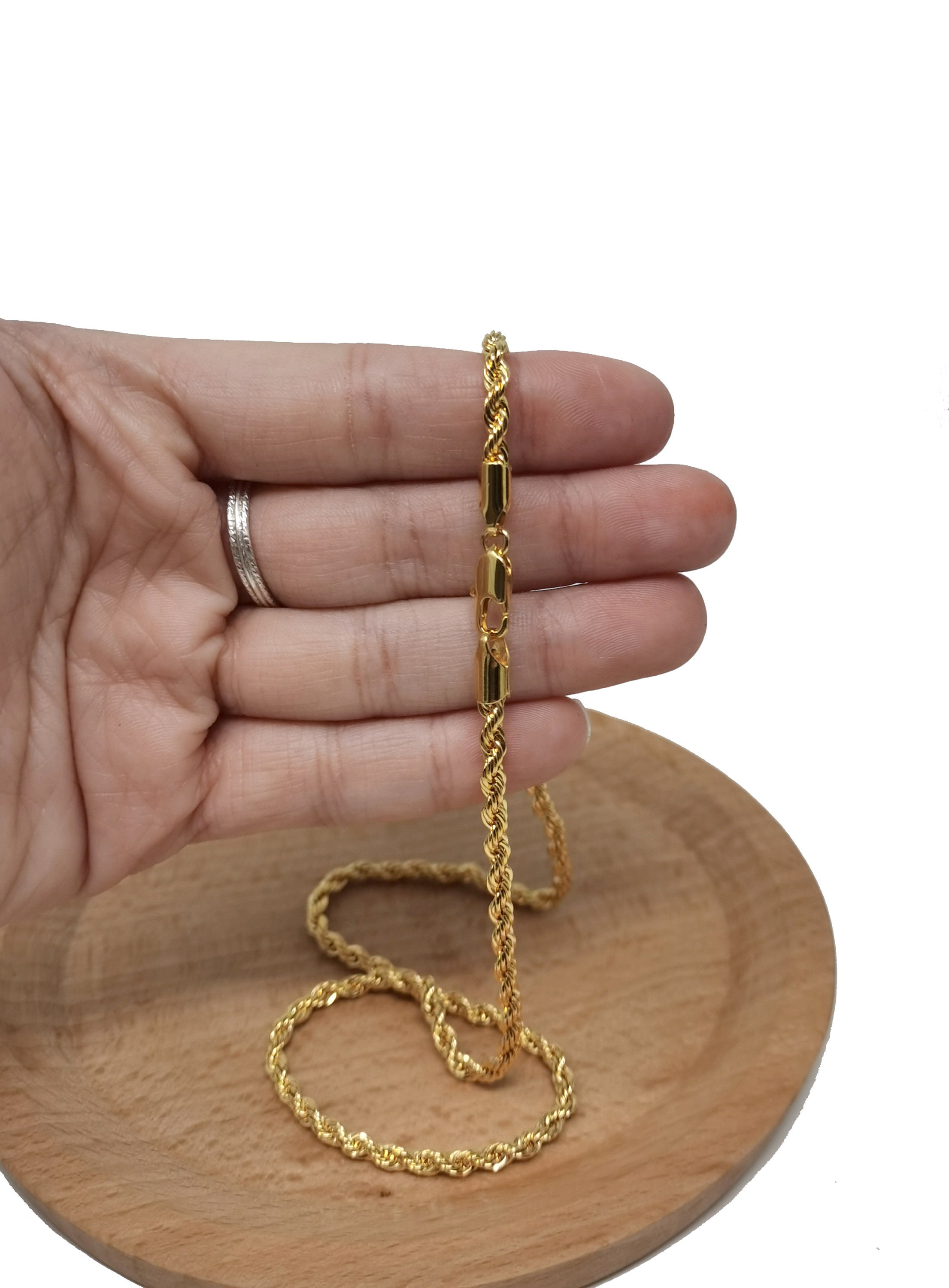 24K Gold Rope Necklace Chain - Etsy 