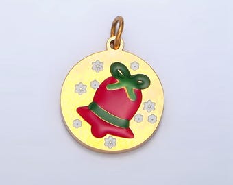 クリスマスクラフトジングルベルチャーム2個、ループとクラッパー付き