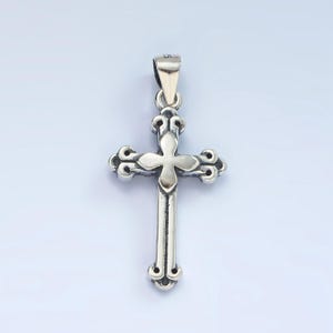 S925 sterling silver fleur passion cross charm religious pendant | sl-460