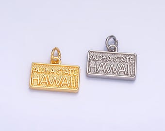 Delicato ciondolo in oro riempito con lo stato di Aloha, Hawaii, per bracciale, collana, ciondolo pendente per ragazza, ciondolo da viaggio, idea regalo ispirata alla targa W284