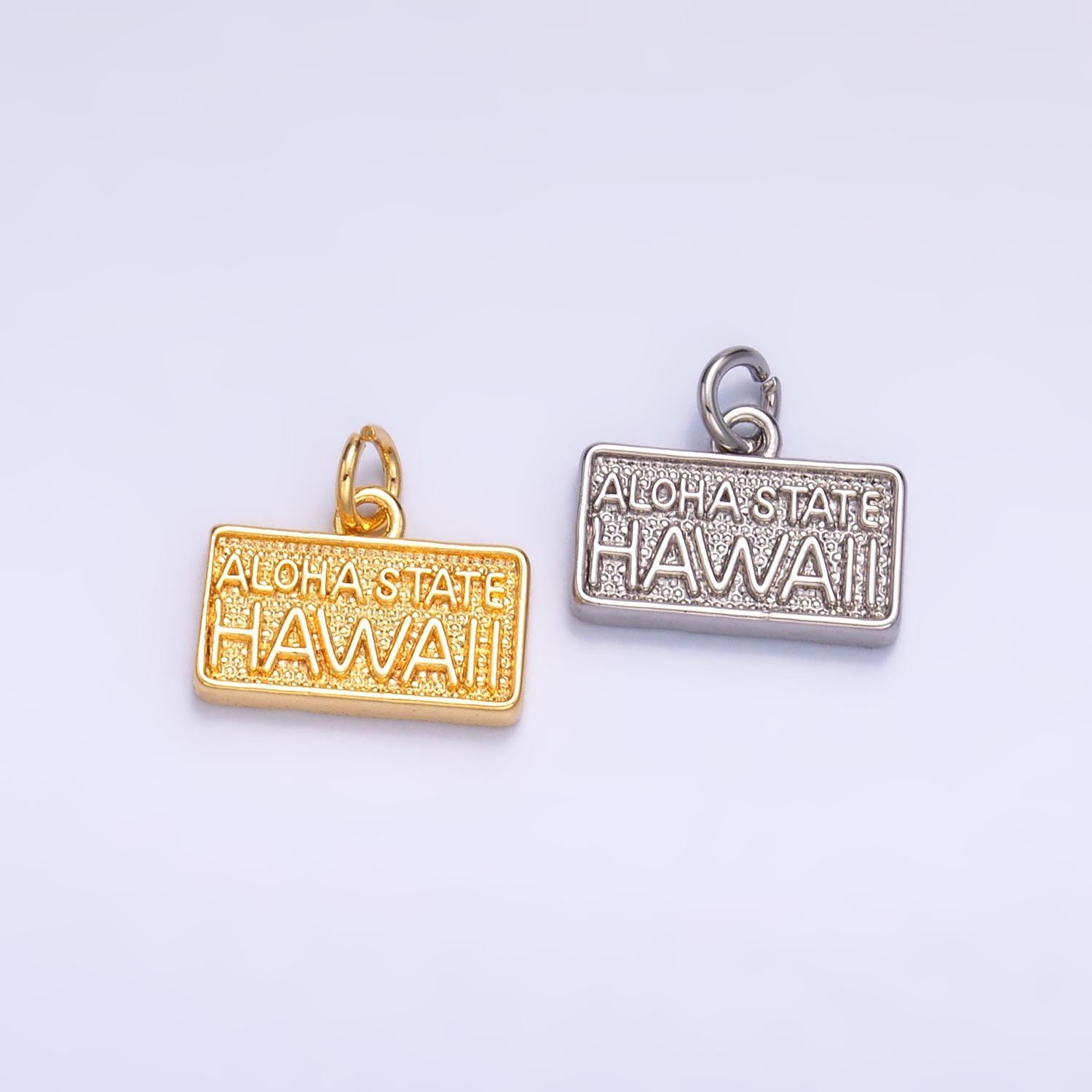 Dainty Gold Filled Aloha State Hawaii Charm for Bracelet Necklace Girl Dangle Charm Travel Charm Gift Idea License Plate Inspired W284