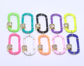 1x Colorful Enamel Carabiner Oval Screw Lock Clasp, Charm Link Connector 30x17mm Y2K Jewelry Chunky Bold Jewelry Making Supply, L-373-L-377