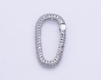 1 Stück Doppelseitig Oval Push Tor Ring Verschluss Silber Verschluss Verschluss Pave Cubic Karabiner Verschluss Z789