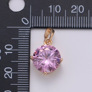 Ciondolo in oro 18 carati con zirconi ametista, ciondolo cubico rosa solitario per gioielli facili da fare da soli, ciondolo sofisticato, PDGF-1984 immagine 2