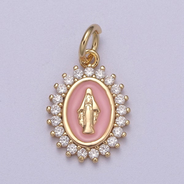 Gold Filled Miraculous Lady Charm Virgin Mary Our Lady of Lourdes Catholic Bijoux Jewelry Supply for Necklace Bracelet Earring N-272