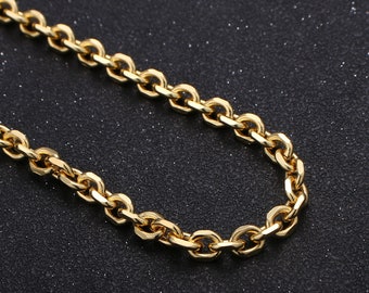 Gold  Rolo Cable Chain by Yard,  Chunky Cable Rolo Chain Wholesale bulk Roll Chain for DIY Jewelry 5x5mm,235