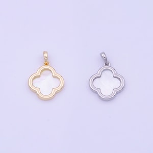 Gouden parel bedel klavertje vier hanger zilveren parel bloemenbedel geluk sieraden H-220