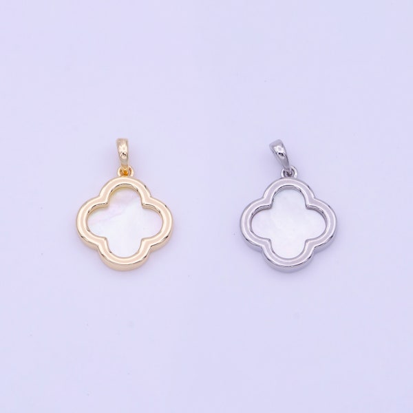 Gold Pearl Charm Four Leaf Clover Pendant Silver Pearl Floral Charm Good Luck Jewelry H-220 H-275