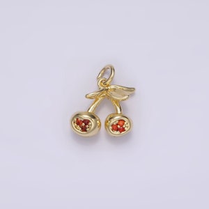 14K Gold Filled Orange CZ Cherry Fruit Mini Add-On Charm | AG231