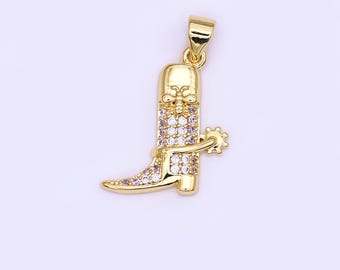 24k gold filled Cowboy Boot charm small Shoes necklace bracelet pendant diy jewelry findings AH-469