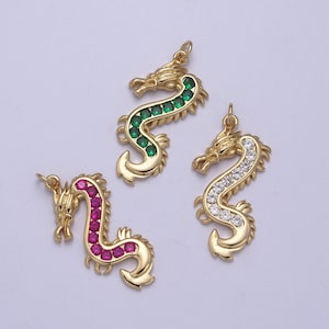 Mystischer Drachenanhänger in 24k gold filled Tiercharme Zirkonia Halskettenanhänger n-406 / n-407 / n-408