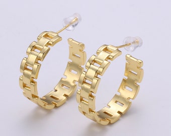 Panther Link Design 24K Gold Stud Earring, Gold filled Zero Earring for DIY Earring Craft Supply Jewelry Making, EARR-1384