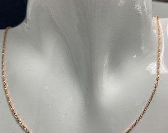 1pc 17.7'' ready to wear singapore 18k rosy gold square box chain necklace,layering dainty twist box chain for necklace jewelry making, 670