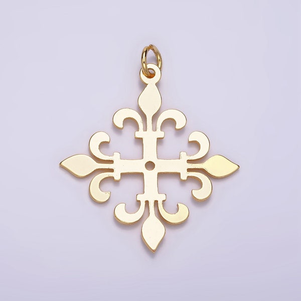 24K Gold Filled Fleur De Lis Rhombus Minimalist Charm | AC865