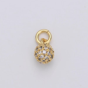 Tiny ball pendant small ball charm for handmade jewelry supplies 24k gold  charm micro pave cubic ball charm disco ball, d-117