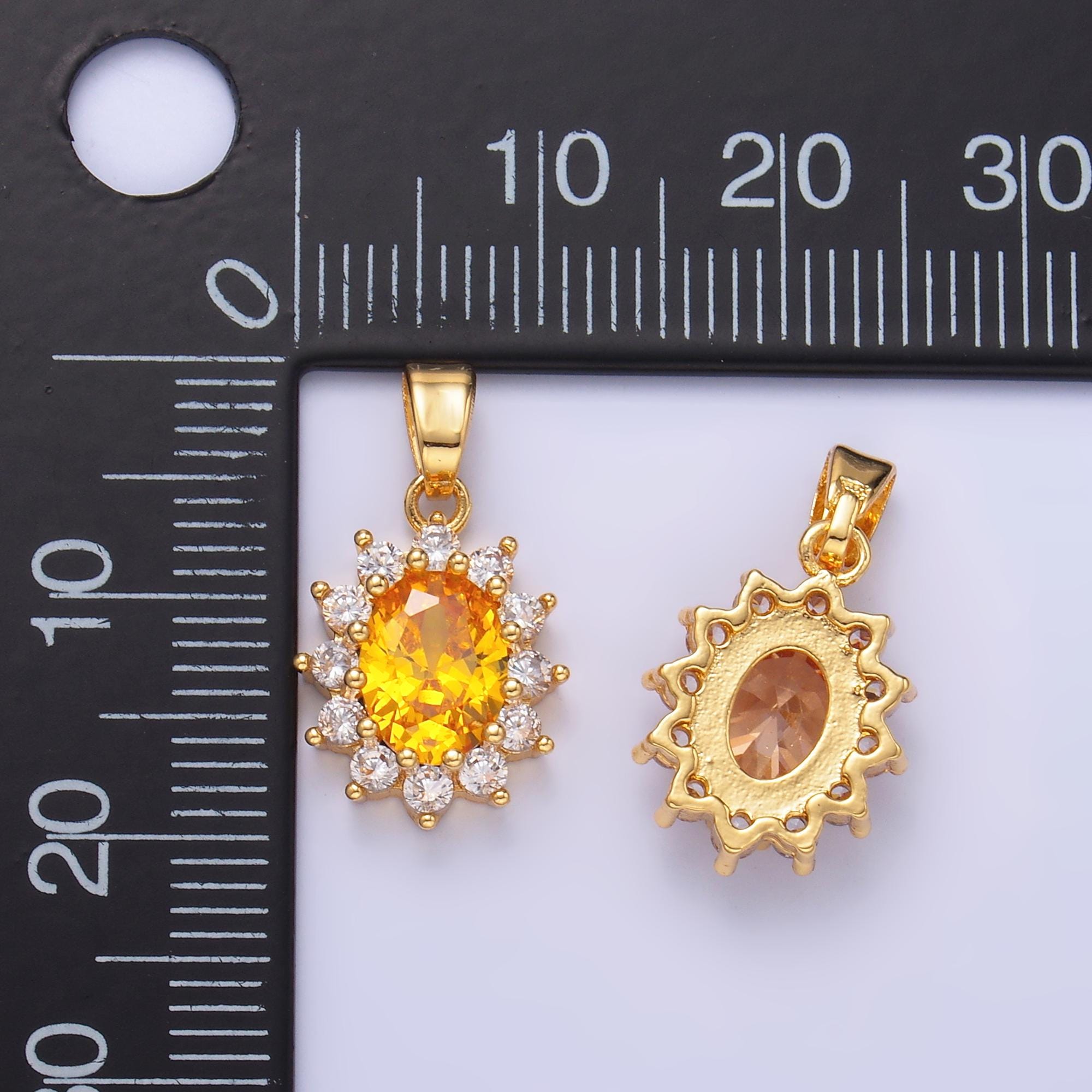 Oval Cubic Zirconia Charm Pendants for Necklace Making