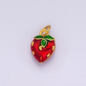 14K Gold Filled Red Strawberry Fruit Charm | AG409