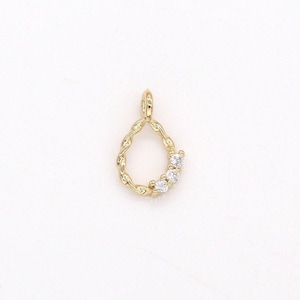 Mini cubic tear drop cubic pendant polished gold-plated twisted pear charm for earring bracelet necklace component -316