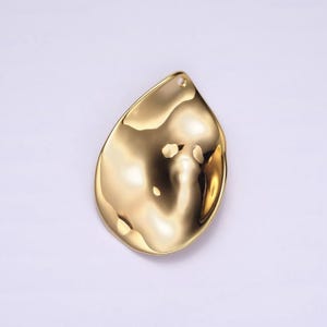 14k gold filled geometric hammered teardrop minimalist charm drill top hole for necklace pendant modern jewelry | ac869