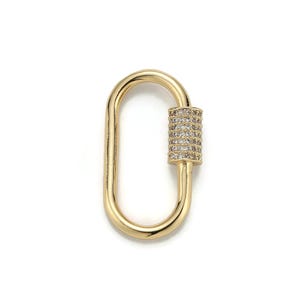 1pc carabiner screw  clasp, screw clasp oval , interlocking clasp, pave oval shaped clasps, gold and silver color option, supp-125