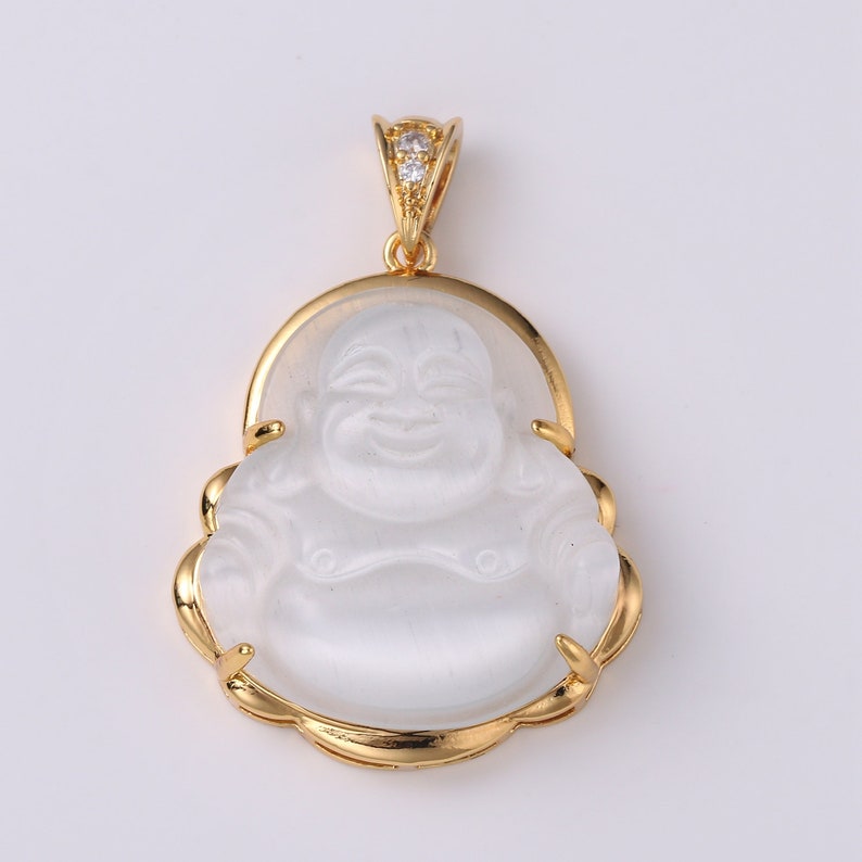 1x Gold Buddha Pendant Laughing Buddha Buddhism Religious Jewelry Making Statement Necklace Jewelry Making Supply,O152, O157, O162 Clear