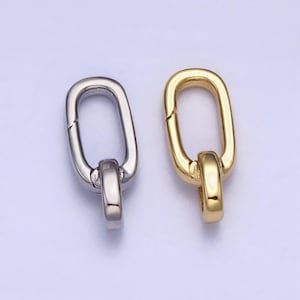Gold or silver charm holder push gate oval clasp, spring gate clasp, 16x17mm wholesale supply for necklace jewelry making z311