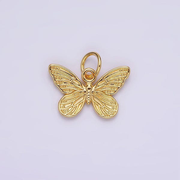 Pingente adicional em forma de borboleta, mariposa, inseto ou animal, preenchido com ouro 14k | ag406