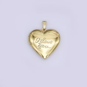 Minimalist I love You Heart Locket Pendants Photo Locket Charm for Necklace bracelet in 24k gold filled Supply AH-687