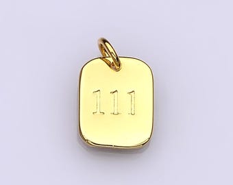 Dainty gold filled angel number charm mini tag lucky number for necklace bracelet component personalized jewelry ad093