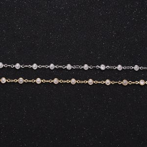 Dainty 16k gold filled 2.6mm clear round bezel cut cz figure eight link designed unfinished chain by yard for jewelry making | roll-1337