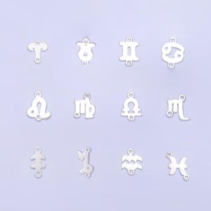 Conector de signo do zodíaco de prata esterlina, constelações astrológicas, conector de link para colar, pulseira, fabricação de joias, fornecimento SL573