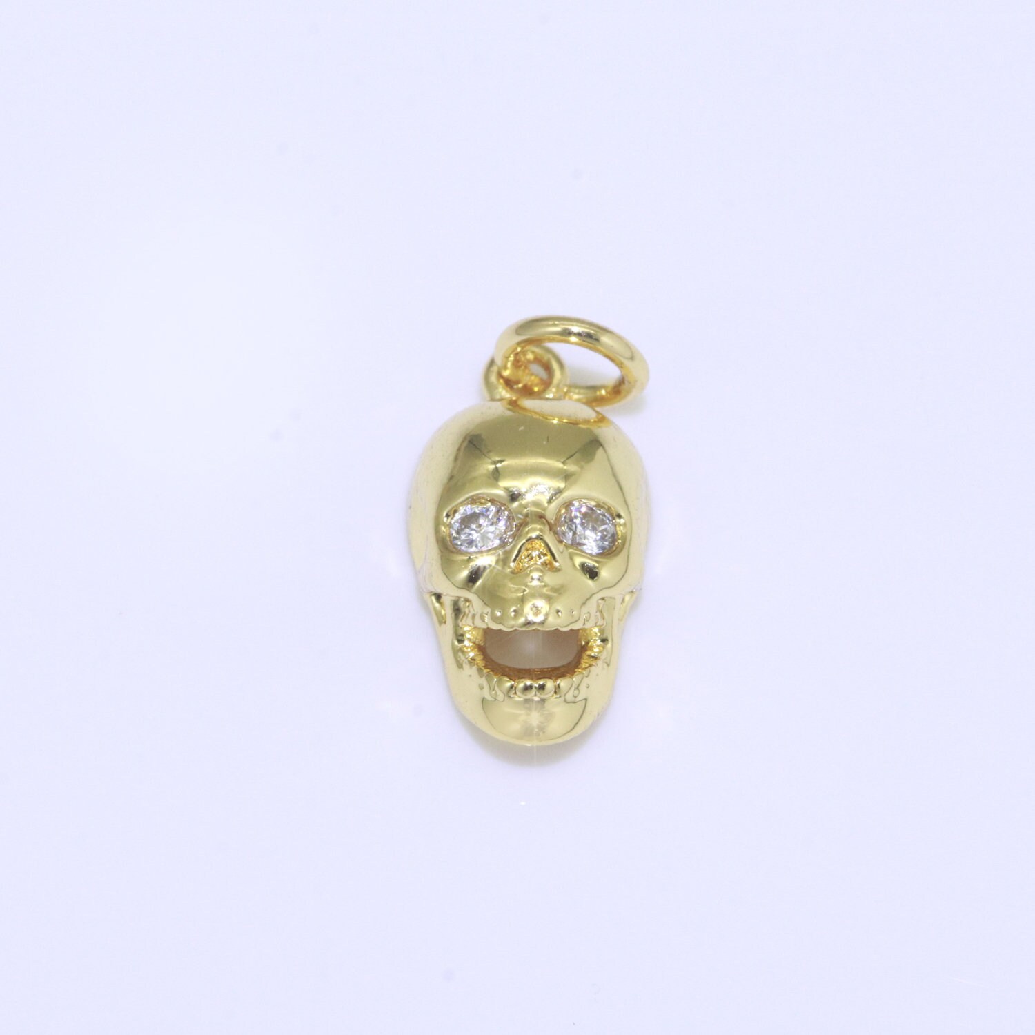 Gold Skull Charm Skull Pendant 3D Skull Pendant Gold Charm Etsy