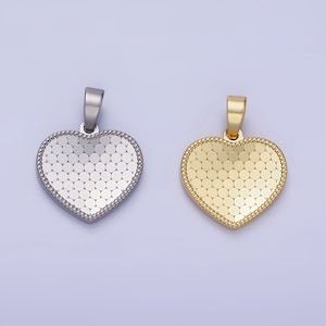 14K Gold Filled Round Textured Minimalist Heart Pendant in Gold & Silver | AA-1265